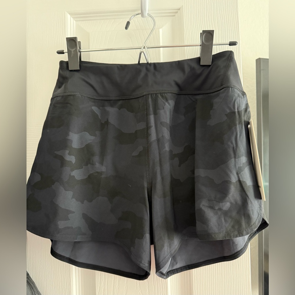 Lululemon Nulux Waist High Rise Run Short 4" sz 4 Heritage 365 Camo Deep Coal Ne